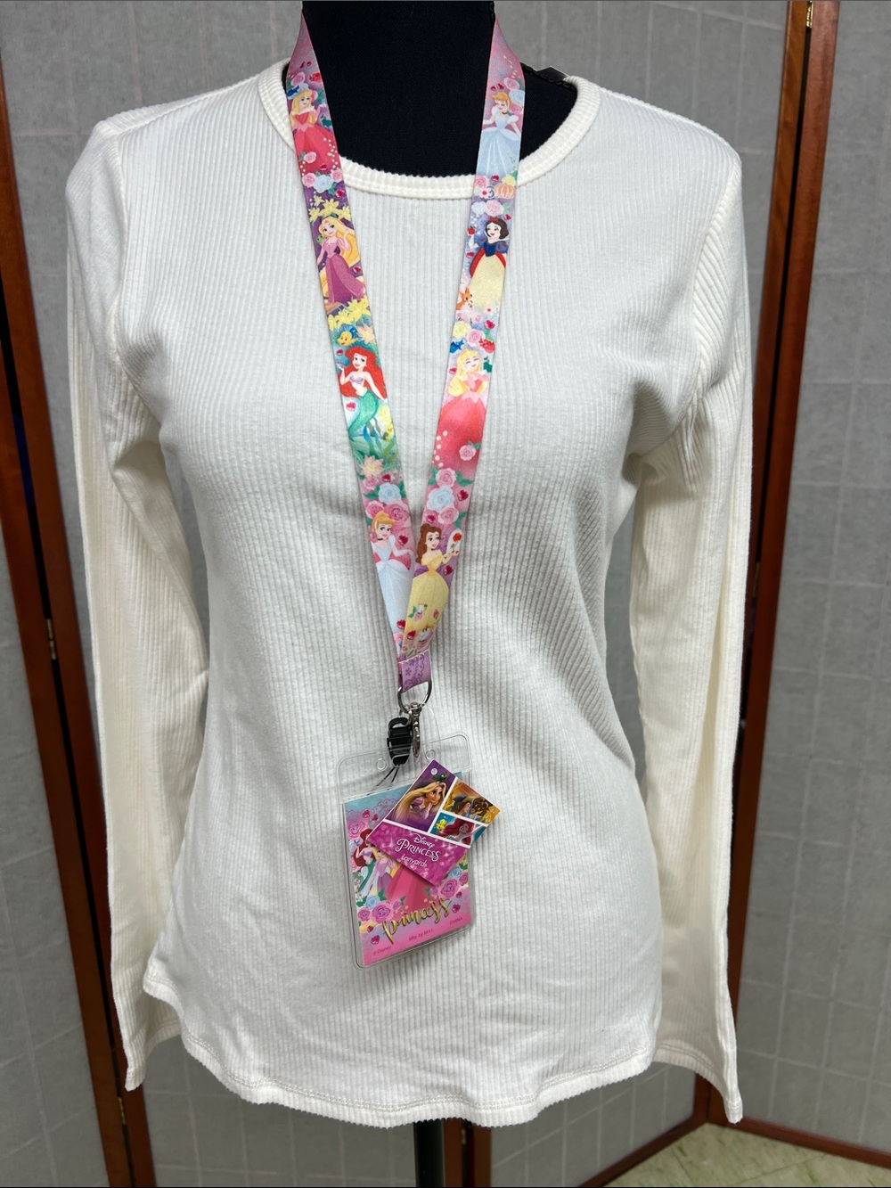 Disney Princess Pink Multicolor Lanyard with Badge Holder